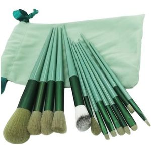 13PCS Makeup Brushes Set, Super Soft Make-Up Brush Set, With Portable Storage Bag, Premium Foundation Brushes For Concealers, Eyeshadow, Lip Gloss (Green)