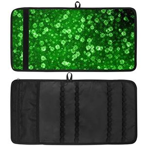 Potlood Wrap, Reizen Tekening Kleurpotlood Roll Organizer voor Artiest, Potloden Pouch Case St Patricks Day Green Clover Leaf