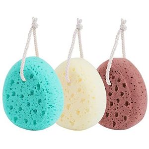 KECUCO 3 stuks badspons voor vrouwen, mannen, tieners, body wash sponzen loofah body scrubber, 3 kleuren en grote maat douche poef reiniging loofahs voor douche exfoliëren