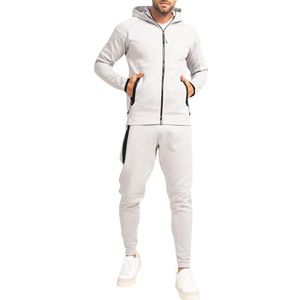 Subliminal Mode Trainingspak met capuchon en ritssluiting, basic + casual joggen, effen, 700 lichtgrijs, L