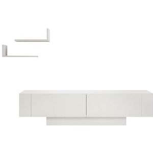 Homtex Moderne tv-standaard van melamine gecoate spaanplaat, 150 x 41,6 x 31,5 cm, met wandplank, voor stijlvolle en georganiseerde woonkamer