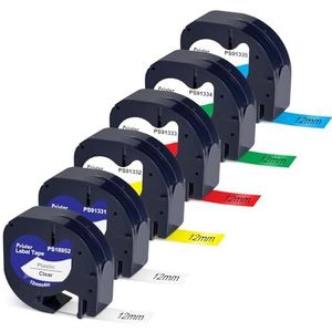 Pristar - Compatibele Tape - Zwart op Transparant - 6-pack - Voor Dymo LetraTag