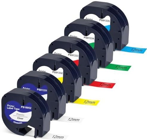 Pristar - Compatibele Tape - Zwart op Transparant - 6-pack - Voor Dymo LetraTag