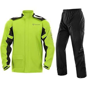 CPTCMYHM Heren Packable Regenpak Zwaargewicht Regenkleding Waterdichte Jas En Broek Regenpak Set Voor Rijden Wandelen Vissen Camping, Geel, 3XL
