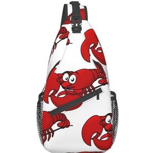 Haai met zonneglas print heuptas voor dames en heren, modieuze crossbody-tassen, sling rugzak met verstelbare riem, Rode Kreeft Print, Eén maat