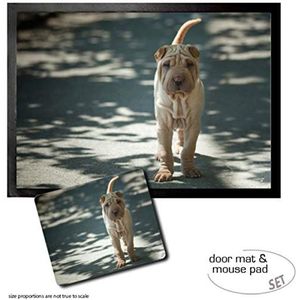 1art1 Honden, Chinese Shar Pei Deurmat (70x50 cm) + Muismat (23x19 cm) Cadeauset