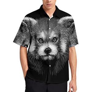 Rode Panda Grafische Hawaiiaanse Shirt Voor Mannen Zomer Strand Casual Korte Mouw Button Down Shirts met Zak