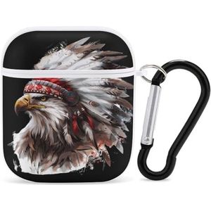 Southwestern Native Indian Eagle Leuke Case voor AirPods 2 & 1 Schokbestendige Beschermende Hoofdtelefoon Gevallen Cover Met Sleutelhanger Voor Mannen Vrouwen