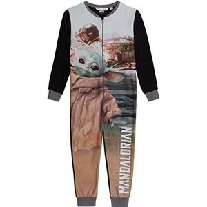 The Mandalorian Onesie voor kinderen, baby, Yoda, pyjama, jongens, alles in één, Star Wars, fleece, Pjs nachtkleding, vrijetijdskleding met ritssluiting, Grijs, 7-8 Jaren