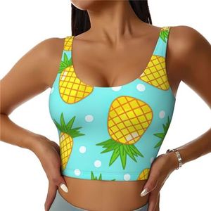 Verse Ananas Print Comfortabele Vrouwen Sport Vest Yoga Workout Vest Voor Vrouwen Lichtgewicht Zomer, Zwart, S