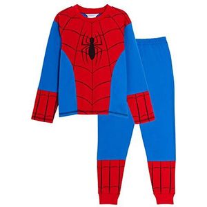 Marvel Spiderman-pyjama voor jongens, kinderen, volledige lengte, Avengers, nachtkleding, pyjamaset, Rood/Blauw, 3-4 jaar