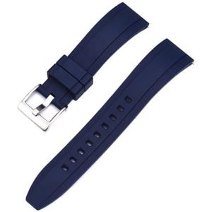 Jeniko Quick Release Fluororubber Horlogeband 20mm 22mm 24mm Waterdicht Stofdicht FKM Horlogebanden For Heren Duikhorloges (Color : Blue silver, Size : 24mm)
