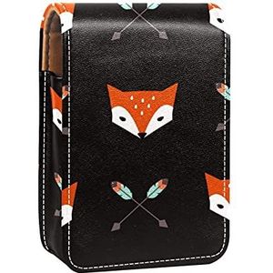 Füchse pijl zwarte print lippenstifthouder mini lippenstift organizer tas met spiegel voor handtas cosmeticatas reizen