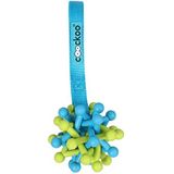 COOCKOO, Hondenspeelgoed Zane vijl blauw/groen, 6 ringen, vorm van een bal, met platte riemgesp, helpt bij het tandenpoetsen, grappig design voor nog meer plezier