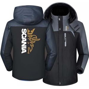 Hoodie Jacket Waterdicht, Vest Plus Fleece afdrukken Scania, Dikke warme mannen & vrouwen Casual Ski Top, Winter Warm Katoenen Jas, Jas Outdoor-Black||XXXXXL