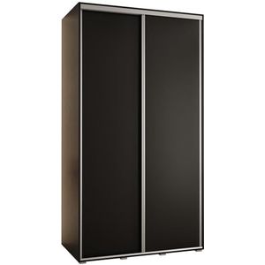 MEBLE KRYSPOL Davos 1 140 slaapkamerKledingkast met twee schuifdeuren - Moderne kledingkast, kledingroede en planken - 235,2x140x60 cm - zwart zwart zilver