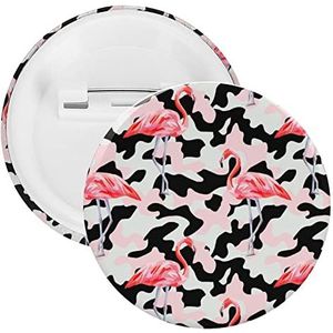 Roze Camo Flamingo Ronde Knop Broche Pin Leuke Blik Badge Gift Kleding Accessoires Voor Mannen Vrouwen