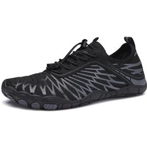 OKESYO Unisex blotevoetenschoenen voor dames en heren, waterschoenen, antislip, trailschoenen, zomer, ademend, fitnessschoenen met brede teenbox, sneldrogend, EU 36-47, Stijl 4 zwart, 38 EU