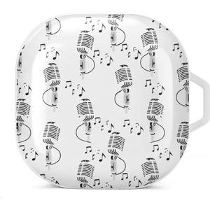 Retro microfoon oordopjes hoesje compatibel met Samsung hard shell beschermhoes wit stijl