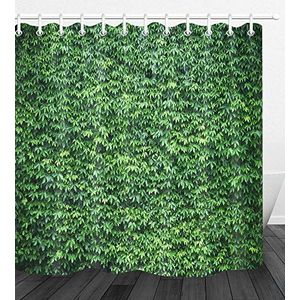 JHTRSJYTJ Klimop groen blad muur Douchegordijn is geschikt voor badkamer, polyester waterdicht, 12haken, 180X200cm, woondecoratie