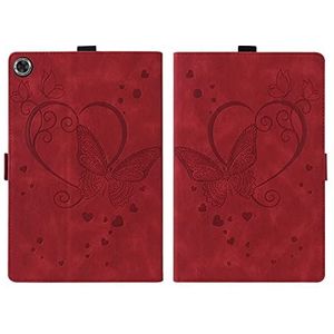 Tabletbescherming Compatible with Huawei MediaPad M5 Lite 8.0 Inch Butterfly Reliëf Opvouwbare Stand Beschermhoes Schokbestendig Pu Lederen flip case kaart slot tablet Pc Geval tabletaccessoire(Rosso)