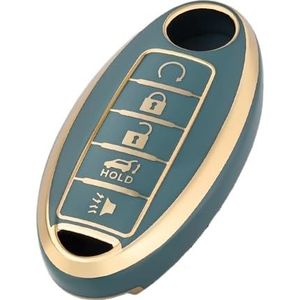 Sleutelbehuizing houder 5 Knop Auto Sleutelhanger Voor Altima X-Trail Bluebird Voor Sylphy Voor Murano 15-19 Gtr Qx80 Gtr Qx80 Qx50 Sleutel Case Klep Sleutelbehuizing(Blue gold)