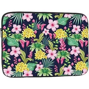 Laptophoes Hawaiiaanse kleurrijke bloem slanke laptophoes duurzame aktetas schokbestendig beschermend notebookhoesje 15 inch
