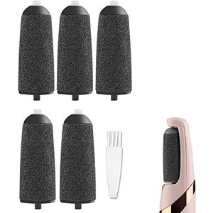 GOMINYUF 5 Pack Zwarte Grove Vervanging Roller Vullingen Compatibel met Finishing Touch Flawless Pedi Electric Tool File inclusief een reinigingsborstel