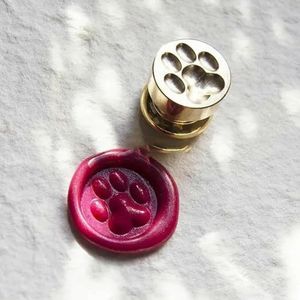 MINI 3D reliëf lakstempel 15 mm 1,5 cm messing kop vers logo kersenbloesem/roos/konijn/voetafdruk/kroonzegel stempel met handvat-voetafdruk (3D)