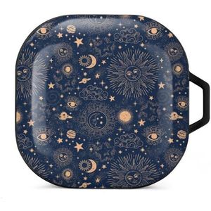 Galaxy Space Constellation Oordopjes Hoesje Compatibel met Samsung Hard Shell Beschermhoes Zwart-Stijl