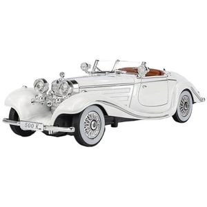 legering auto model speelgoed Voor merc&edes Benz 500K Klassieke Vintage Auto 1/24 Speelgoed Diecast Legering Miniatuur Model Geluid Licht Collectie Gift (Color : WHITE)