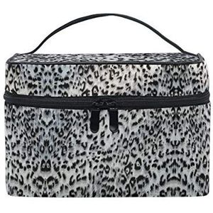 Abstracte zwarte luipaardprint cosmetische tas organizer rits make-up tassen zakje toilettas voor meisjes vrouwen