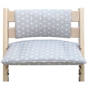 Blausberg Baby kussen set Junior * 31 kleuren * voor hoge stoel Stokke Tripp Trapp (zonder zitkussen) - stoelverkleiner - Happy Star Grey Enduit