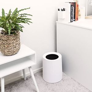 QUVIO Prullenbak met binnenemmer, 12 Liter Plastic Trash bin voor Kitchen Kantoor Slaapkamer Woonkamer, Garbage bin, wit Kunstsof vuilnisbak, afvalbak, Open-top Bin, afvalemmer, Ronde Waste bin