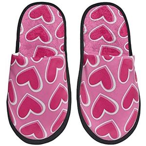 942 Slippers voor vrouwen roze harten dames slipper comfortabele schoenen voor binnen en buiten warme herenhuisschoenen, voor geschenken, binnen buiten, mannen, Harige pantoffels 1857, 7/10.5 UK