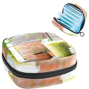 Melk thee Foto,Periode Pouch Draagbaar,Tampon Opbergtas,Tampon Houder voor Portemonnee Vrouwelijke Product Organizer, Meerkleurig, 4.7x6.6x6.6 in/12x17x17 cm
