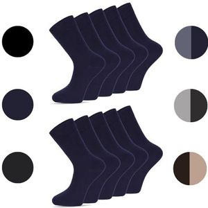 10 paar herensokken, lange sportwerksokken in maat 43-46/47-49, voor mannen, 35-38/39-42, ademend, Donkerblauw, 47-49 EU