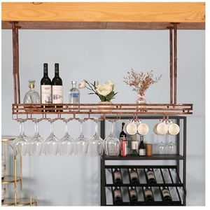 Hangend Wijnglasrek, Plafondwijnglasrek, Verstelbare Hangende Wijnhouderkast, Wijnglasdroogrek For Eetkamer En Restaurant (Color : Brass, Size : 100cm)