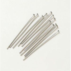 100 stuks 16-50 mm 14/18K vergulde oog platte kop pinnen naald kogelkop pinnen kraal hangers connectoren voor sieraden maken bevindingen-platina platte kop-0,6 mm x 20 mm