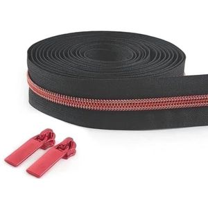2/3/4 meter 5# nylon ritsbanden met schuiftrekker tas tas zak spoelritsen hoofden decor ritssluiting reparatieset naaiaccessoires-KY377-Red-5#-3MZip3PCSSliders