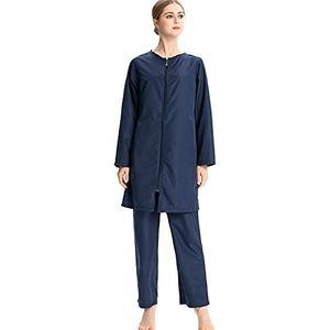 AllMonyba - Badpak - Donkerblauw - 3-delige Set - Islamitische Badmode - Volledige Bedekking