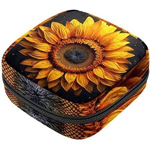 Zonnebloem Bloeiende Maandverband Opbergtas Menstruatie Pad Tas Draagbare Menstruatie Cup Pouch met Rits voor Tiener Meisjes Vrouwen Dames