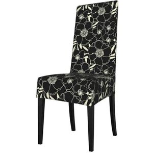 KemEng Zwart-witte bloemen, stoelhoezen, stoelbeschermer, stretch eetkamerstoelhoes, stoelhoes voor stoelen