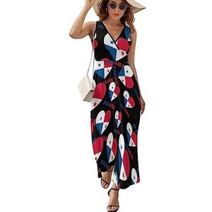 Love Panama Maxi-jurk voor dames, mouwloos, lange zomerjurken, strandjurken, A-lijn, S