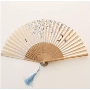 Folding hand fan, Chinese wind opvouwbare ventilator Displayventilatoren, opvouwbare ventilatoren, handventilatoren, opvouwbare handventilatoren Vouwventilator Retro bloemmotief Stof Kwastje Handventi