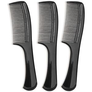 Yehanxue 3-delige kam met brede tanden, gladde stylingkam, geschikt voor medium tot dik haar, geschikt voor zowel mannen als vrouwen (zwart)
