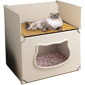 Kattenverstopplaats, Halfgesloten Kattenbed Zacht Afneembaar Plastic voor Kittens voor Balkon voor Slaapkamer (Wit)