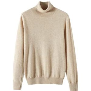 Pulcykp Wollen trui met hoge kraag voor dames, slim fit, zachte gebreide onderlaag, herfst/winter, Beige Khaki9, S