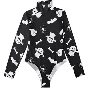 LI ZHI XIN Bodysuits voor dames, lange mouwen, eendelige jumpsuit met hoge hals, coltrui, turnpakje, top voor meisjes, dans, workout, fitness, bodysuit, Halloween, skelet, spin, Meerkleurig, S