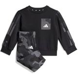 adidas Unisex bebé Seasonal Essentials Infants Camo Fleece Jogger Set in French Terry, black/white, 6-9 Months